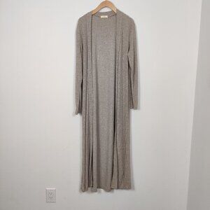Dresspot Women's Maxi Knit Cardigan In Cream Tan Size XL Ribbed Modest